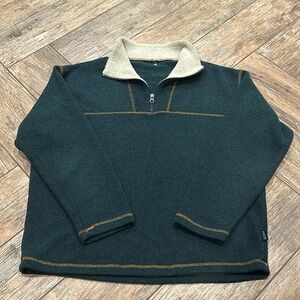 Kuhl Alfpaca Fleece Men’s Medium Green 1/4 Zip Pullover Sweater Hiking Outdoors